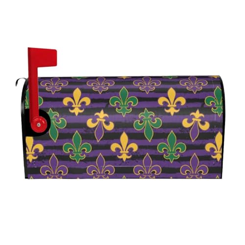 Image of Dujiea Mardi Gras Mailbox Wrap, Waterproof Magnetic Post Box Cover, Standard Size 21 inch(L) x 18 inch(W), Garden Yard Outside Farmhouse Home Decor
