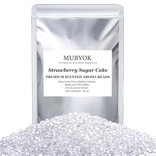 Image of MUBYOK 1.5LB Strawberry Sugar Cake Premium Scented Aroma Beads for Making Car Freshies Supplies PreScented Beads for Car Air Freshener Sachets Long-Lasing Scent