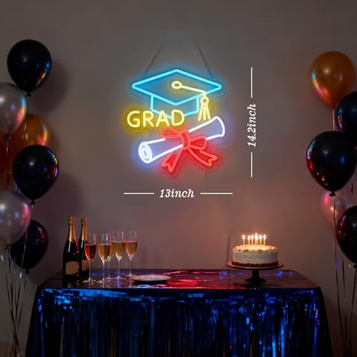 Image of Congrats Grad Neon Sign - 4-Color Graduation Decorations 2026, 10-Level Dimmable LED Wall Decor, USB Powered Gift for Graduate, 14.2 inchx13 inch