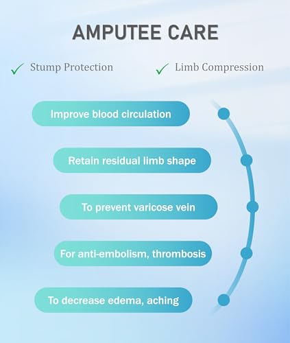 Image of Jiawu Stump Shrinker, Below Knee BK Stump Shrinker, 5Pcs BK Shrinker, Elastic Breathable Amputation Shrinker, Thicken Cotton & Absorption, Adult Amputee Socks for Stump Amputee Gifts(L)