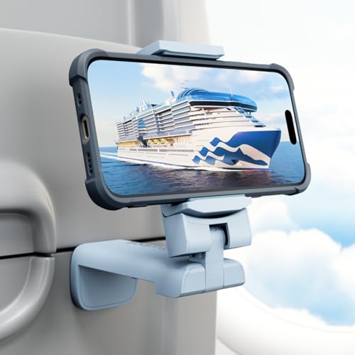 Image of Universal Airplane Phone Stand Holder, Klearlook Travel Essentials Phone Mount for Desk with 360 Degree Rotation, Handsfree Travel Must Haves Phone Clip, Flexible Travel Accessories for Flying