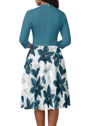 Image of PinkPatty Women's Casual A-line Midi Dresses 3 /4 Sleeve V Neck Fit and Flare Dress with Pockets