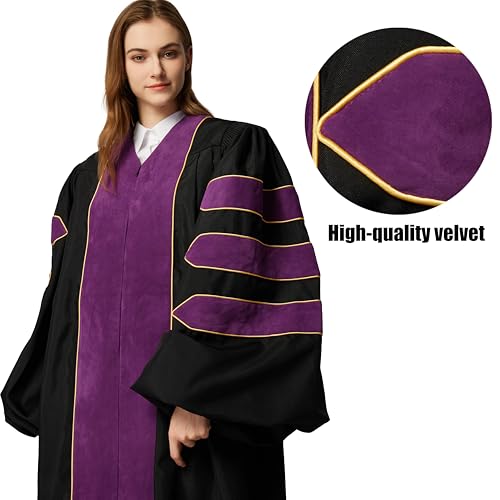 Image of MyGradDay Unisex Deluxe Graduation Doctorate Robe with Gold Piping Available for Customization