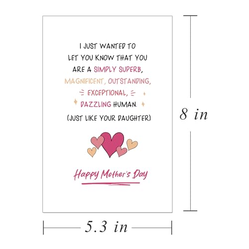BKOQF Hilarious Mother's Day Card From Daughter, Humor Thank You Mom Greeting Card, You Are A Dazzling Human Just Like Your Daughter, 8x5.6 inches