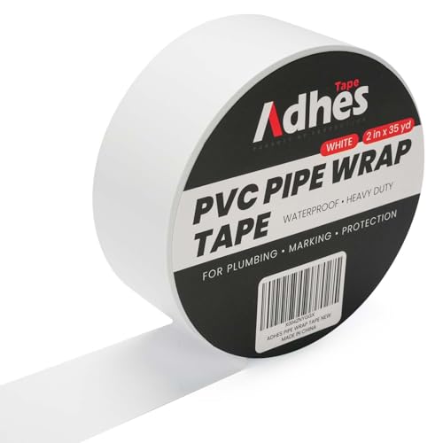 Image of ADHES PVC Pipe Wrap Tape, 2 Inch X 35 Yds, Corrosion Protection Pipe Tape, Weatherproof PVC Tape for Drain Pipe, Metal & Electrical Piping, Underground Pipe, White