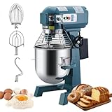 10Qt Commercial Food Mixer, Commercial Stand Mixer with 3 Speeds Adjustable, Stainless Bowl Durable Electric Mixer with Timer, Whisk and Dough Hook for Bakery Pizzeria
