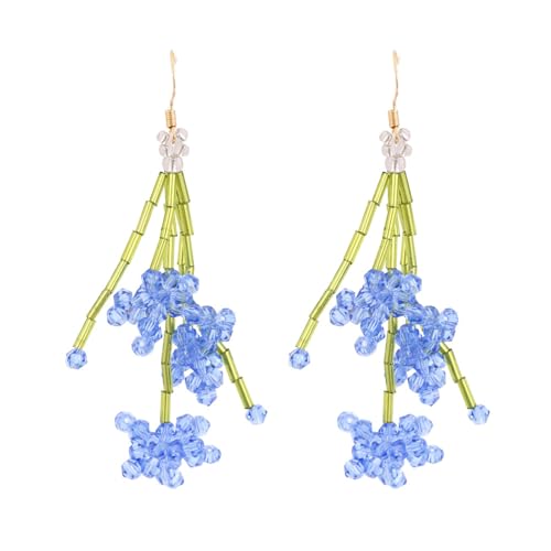 Boucles d'oreilles de cristal long et perles de glace au fini artisanal haut de gamme