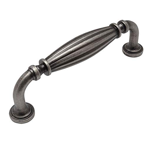Cosmas 7123WN Weathered Nickel Country Style Cabinet Hardware Ribbed Handle Pull - 3-3/4"