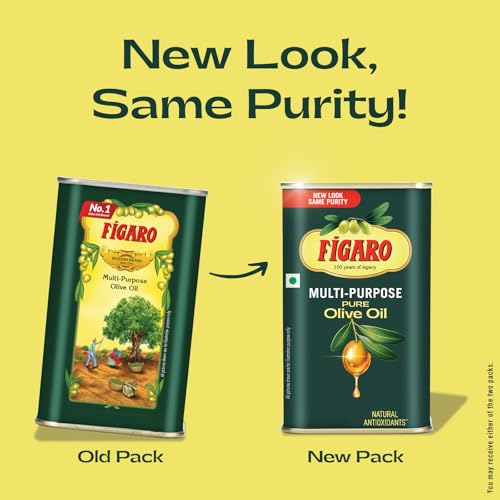 Image of Figaro Multi- Purpose Pure Olive Oil |Jaitun Tel |500ml TIN (Pack of 3)