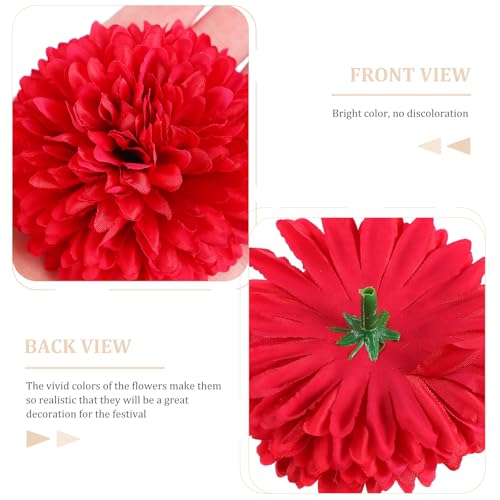 Chrysanthèmes Artificiels Rouges Fleurs Décoratives pour Fête - 7