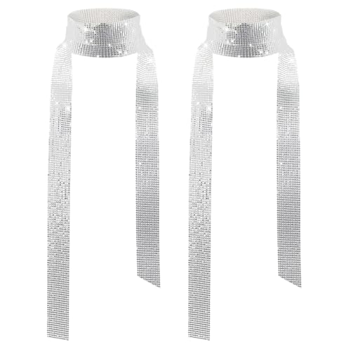 TUONYIS 2 Pièces Paillettes Echarpes Foulards Scintillant argentée Écharpe à paillettes,...