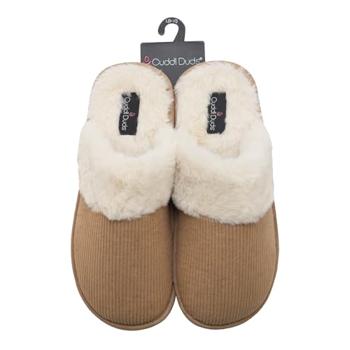 Cuddl Duds Women Indoor Corduroy Foam Insole Cozy Faux Fur Lining Clog Slip On Slipper House Shoes With Skid Resistant Bottom2