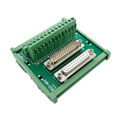 Molence DB25 Solderless Male Female Header Breakout Connector, RS232 D-SUB Serial to 25-pin Port Terminal Adapter Connector Breakout Board with Mounting Rail