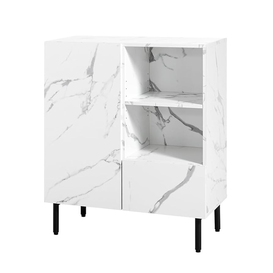 家具350 収納棚　大理石　白　チェスト Amazon.co.jp: 家具350 Ellis エリス キャビネット サイド