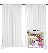 White Backdrop Curtains for Wedding Parties Baby Shower Photography Birthday, GLOSHOOTING 9.7X10F...