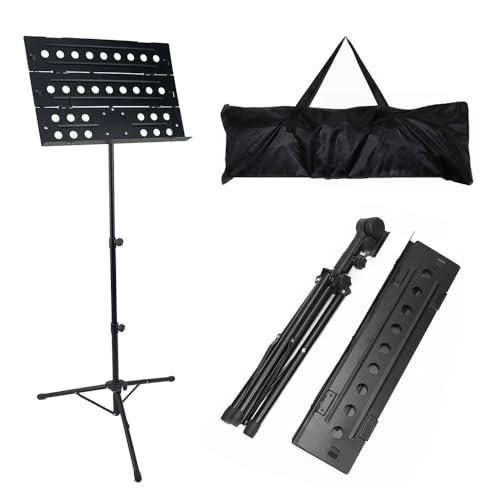 YFFSFDC 譜面台 楽譜たて 折りたたみ式 三つ折り 高さ79~142cm調節可能 楽譜スタンド 三脚 安定 読書台 筆記台 デスクトップスタンド ブック メニュー プロジェクター スタンド 収納袋付き