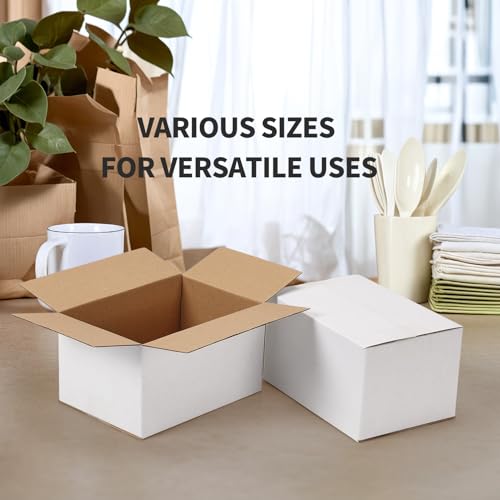 Image of 7x5x4 Shipping Boxes Set of 40, Kraft Corrugated Cardboard White Box Small Business Boxes Mailers for Packaging, Moving, Packing