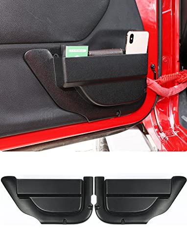 Savadicar DP4 Front Door Storage Pockets Without Cup Holder Side Insert Box Organizer for 2011-2018 Jeep Wrangler JK JKU 2/4 Door Interior Expansion Accessories Patented Design Black 2 PCS