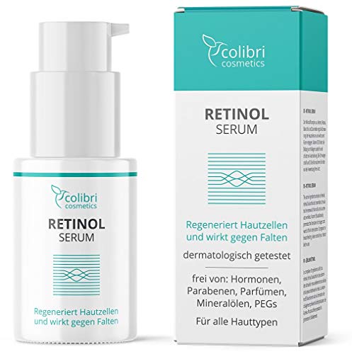 Sérum de retinol de alta dose, complexo ativo de 4 ingredientes com retinol, retinal, bakuchiol e ceramidas, vitamina B3, sérum retinol puro para o rosto, contorno dos olhos, fabricado na Alemanha