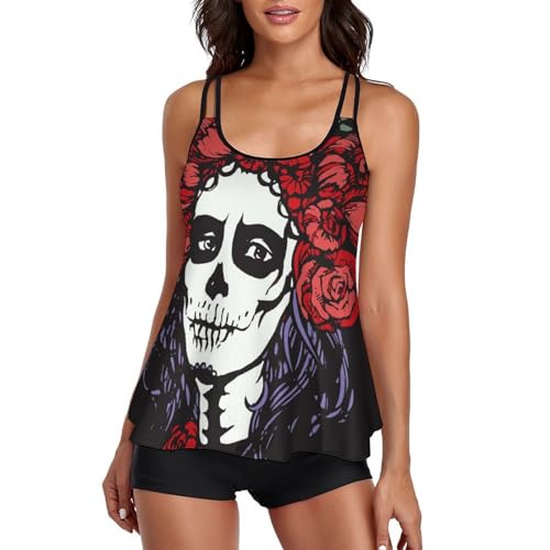 Maillot de Bain Tankini Sculptant Femme Robe de Plage Anti Frottement avec Shorty