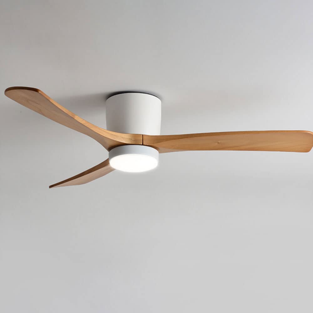 SXDMOUBK Modern Nordic Ceiling Fan Light - Dimmable LED with Wooden Blades - Quiet 3-Speed Fan for Living Room & Dining Room Lighting Solutions