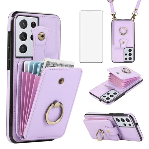 Étui cuir Samsung S21 Ultra 5G Asuwish, protection RFID et finitions haut de gamme