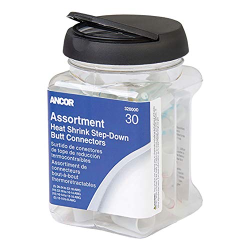 Ancor Marine Grade Products Heat Shrink Butt Connector, Step-Down, 24-8 Assort 30pc Jar