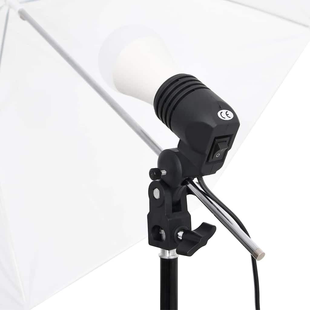 Set da studio fotografico con 2 lampade LED a luce diurna 5500 K, 2 treppiedi in alluminio da 78-230 cm, 2 paralumi bianchi da 84 cm, sistema di sfondo flessibile da 500 x 300 cm, in cotone