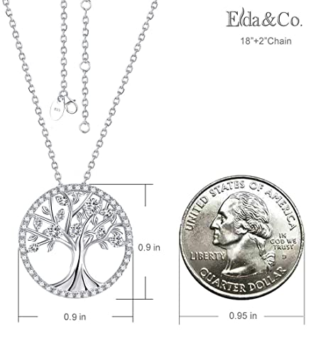 Elda & Co. Birthday Gifts For Wife Tree Of Life Necklace Sterling Silver Simulated Diamond Pendant Necklace For Women #TOP2