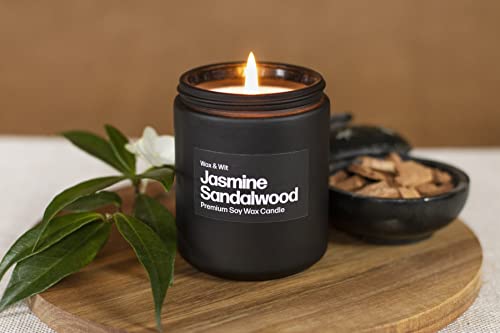 Candles For Men, Sandalwood Candles, Jasmine Candle, Soy Scented Candles For Home Scented, Black Candles, Mens Candle For Home, Man Candles, Masculine Candle, Aromatherapy Non Toxic Candles – 9Oz #TOP4