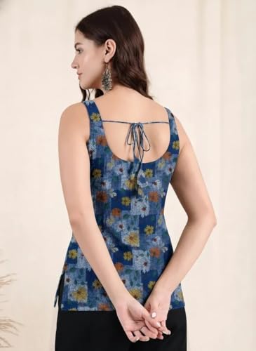 Image of Pinkmint Women Kurti Tops | Sleeveless Printed Kurti for Women | Cotton Blend Short Kurta Tops | Casual, Office Wear, College & Summer Tunic Tops for Women | Pack of 2