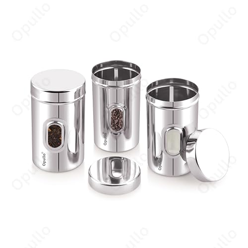 Image of Opullo Mother's Choice See Through Containers | Small Steel Containers | Steel Container with Lid | Stainless Steel Slim Container | Ubha Dabba | Steel Airtight Container | 500 GMS | Pack of 3