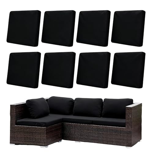 Morbuy 8 Pack Elastic Outdoor Cushion Covers, Water Resistant Garden Seat Cushion Covers, Replacement Patio Furniture Cushion Slipcovers for Rattan Corner Sofa (Black) — image 1
