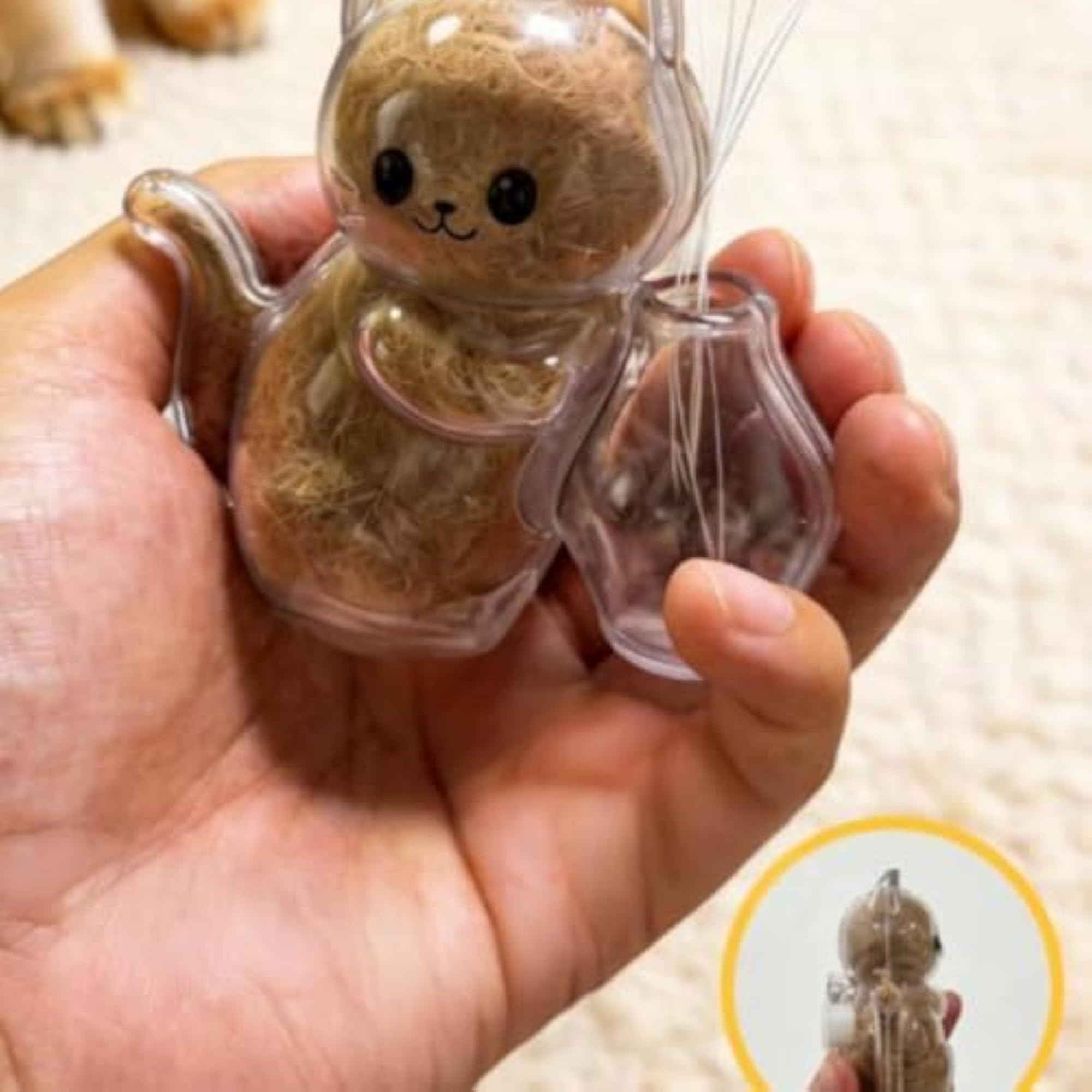 Clear Cat Shaped Adhesive Disc with Vase
