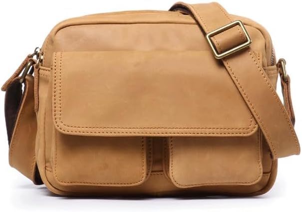 Men's Single Shoulder Leather Crossbody Bag Versatile Small Square