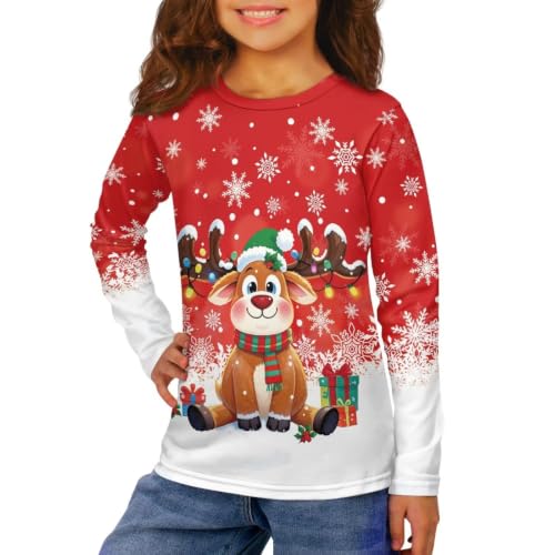 Image of Girls Long Sleeve Shirts Casual Crewneck Soft T-shirts for Girls 3-16 Years Old