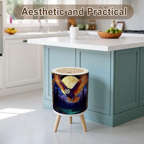 Caneca de basura redonda con tapa y patas 7L miniatura 3