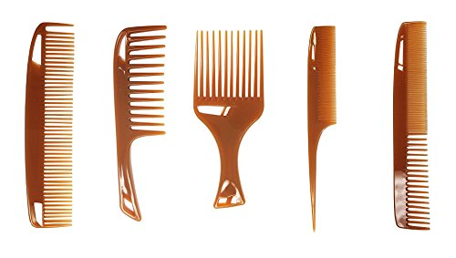 Curve Nano Argon Oil Infused Smooth Comb 5 Piece Set - Dressing Comb, Pick Comb, Detangling Comb, Rattail Comb, Cutting Comb