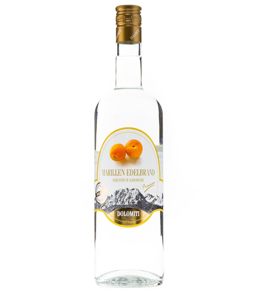 DOLOMITI Marillen Edelbrand 40% vol. | Marillenbrand | Obstbrand aus fruchtigen Marillen | 1 x 1 Liter