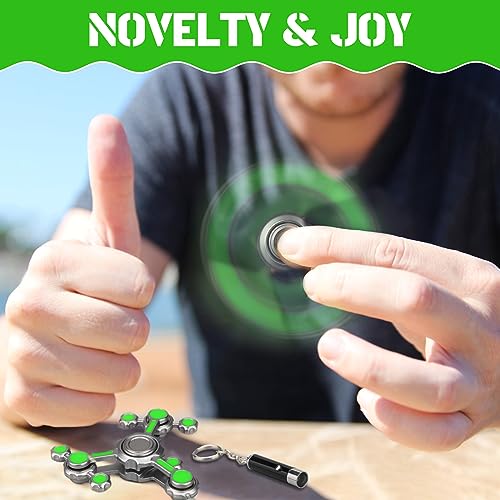 Image of Dilabnba Infinity Gear Fidget Spinners Toy for Kids Adults, Cool Metal Finger Spinner for Stress Relief Anti Anxiety, Light Glow in The Dark Desk Toy for Boys Age 3-12 Stocking Stuffer Gift(Green)
