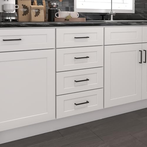 Image of Furinno Shaker Drawer Base Kitchen Cabinet with 4-Drawers, Ready to Assemble, 24 D x 18 W x 34.5 H, White