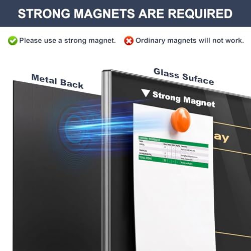 Calendar Whiteboard for Wall 36x24 Black Magnetic Glass Dry Erase Board - Image 4