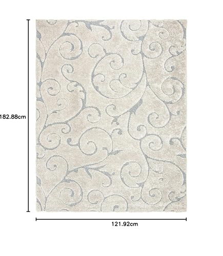 Image of Handwoven Microfibre 3D Rug for Living Room (Ivory & Grey, 4 X 6 Feet, Microfibre)