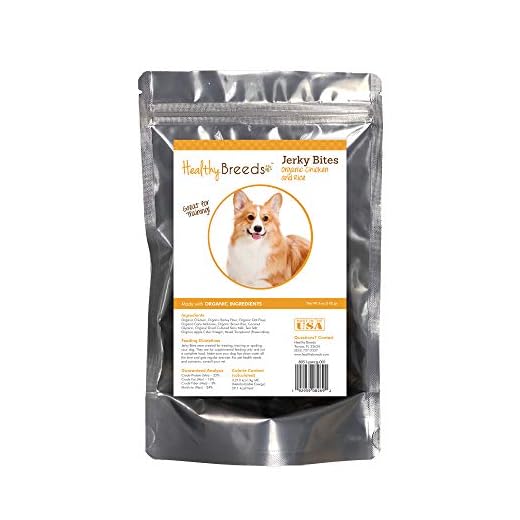Healthy Breeds Pembroke Welsh Corgi Jerky Bites Chicken & Rice Recipe Dog Treats 5 oz