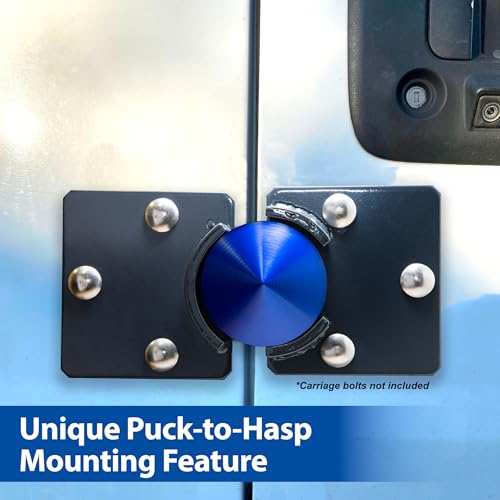 Image of PACLOCK's PL770 Hockey Puck Hasp, Padlock & Keys Not Included, Puck-Mountable w /Extra Security Features, No Backplates, White Powder Coated