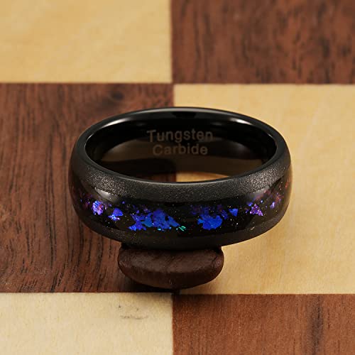 100S JEWELRY Mens Tungsten Rings Orion Nebula Opal Galaxy Inlay Black Sandblasted Finish Engagement Promise Wedding Band Sizes 6-164