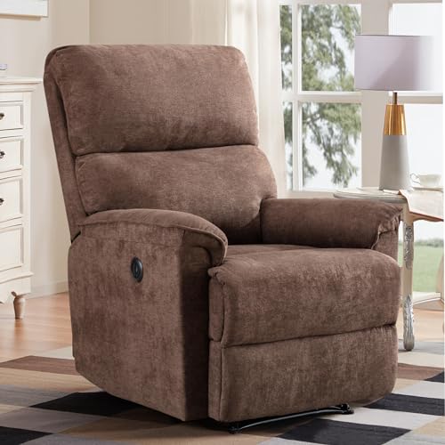 Sillón reclinable eléctrico tapizado marrón miniatura 2
