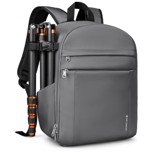 K＆F Concept カメラバック カメラリュック リュックサック バックパック 取り外し可能な仕切り板 軽量 おしゃれシンプル nikon canon Sigma Tamron sonyなどカメラ兼用 11インチPC/三脚付け可 写真バッグ 旅行/撮影/登り/アウトドア撮影に適用 プロ用一眼レフカメラバッグ