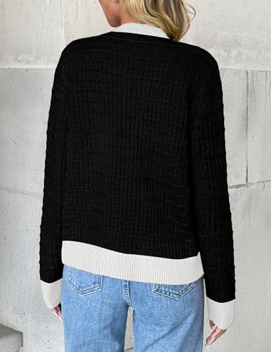 Image of Zeagoo Women's 2026 Cardigan Sweaters Button Down Crew Neck Open Front Long Sleeve Knit Cropped Jackets