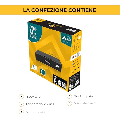 DIGIQUEST Decoder tivùsat Classic Q10 | Ricevitore satellitare HD tivùsat e abilitato canali DAZN | Mediaplayer, Telecomando 2 in 1 e Smartcard tivùsat inclusa | Colore: Nero - 7